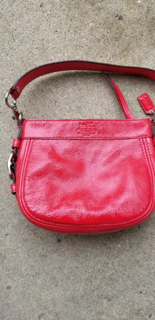 Coach Zoe Hobo Purse Patent Leather Crimson Red for Sale in