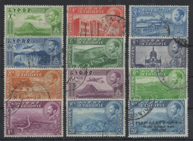 U271 Ethiopia 1950s Emperor Haile Selassie,views,airplanes engraved stamps-used
