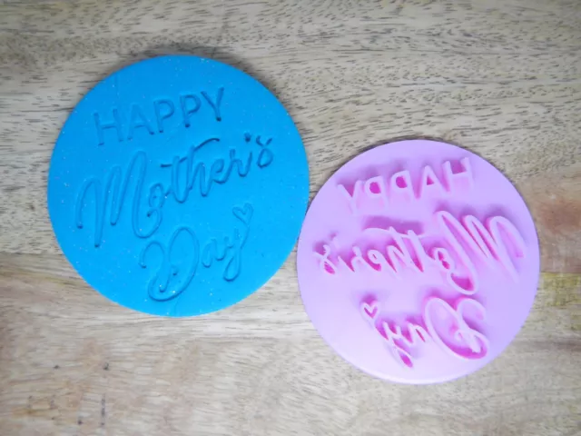 Happy Mother's Day with Heart Cookie Stamp Fondant Embosser Mum Gift