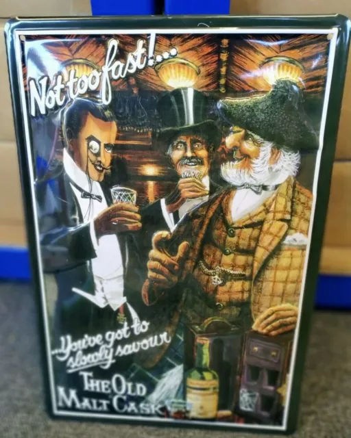 THE OLD MALT CASK WHISKY : EMBOSSED 3D METAL ADVERTISING SIGN 30x20cm PUB/BAR
