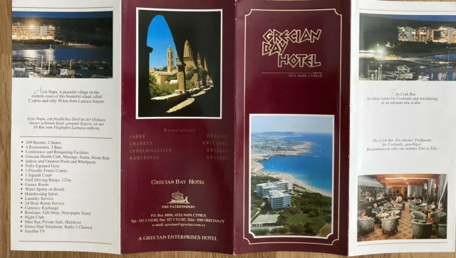 1990s GRECIAN BAY HOTEL  CYPRUS BROCHURE FOLDER TRAVEL VINTAGE ! 3