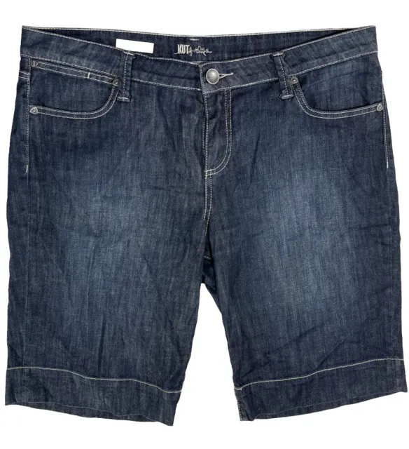 Kut From The Kloth Shorts Womens 14 Blue Natalie Bermuda Denim Jean Dark Wash J1