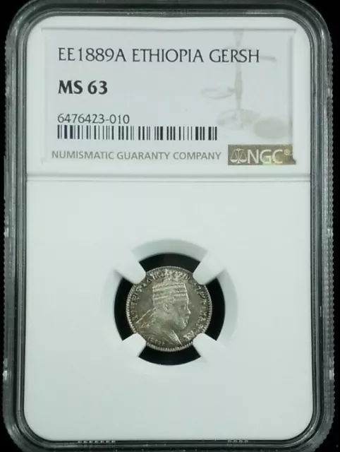 EE 1889A Ethiopia Gersh NGC Graded MS 63 #7036