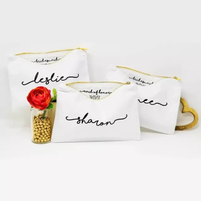 Personalizado Traje Nombre Maquillaje Bolsa de Novia Regalo Neceser Lienzo Cosme