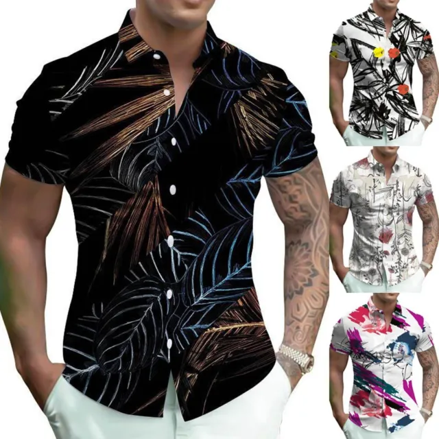 Camicia da spiaggia hawaiana a maniche corte da uomo comoda vestibilità sciolta