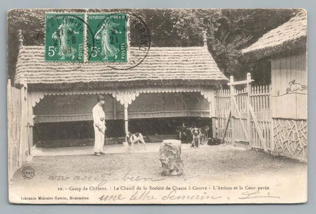 Hunting Dog Kennel~French Military Camp de Chalons MOURMELON CPA Postcard 1909