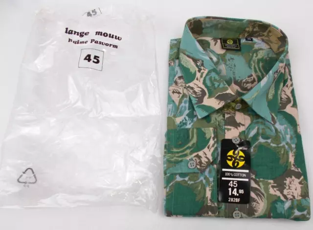 Vintage NOS Abstract Men's  Shirt  Green geometric  design  multi color  X l