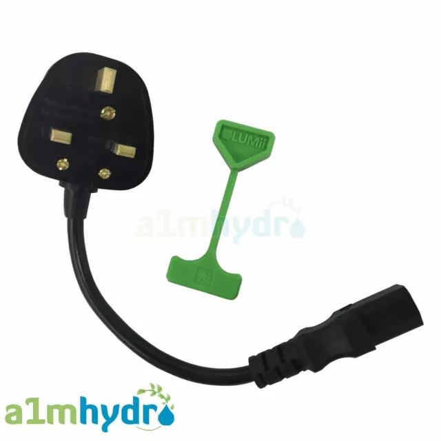 Lumii HID CFL Shade Converter IEC Kettle Lead Adapter UK Wired Plug Hydroponics