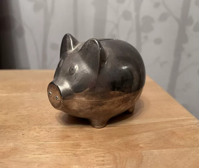 Pig Piggy Pewter Money Box Silver Plated Christening Christmas Birthday Gift