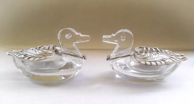 Modernist continental silver & cut glass novelty salts