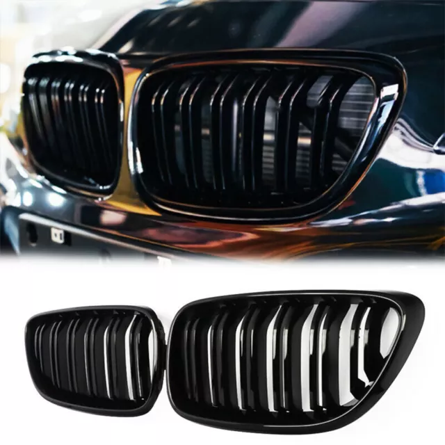 Front Kidney Grill Grille Double Slat Gloss For BMW F22 F23 M2 2 Series 2014-18