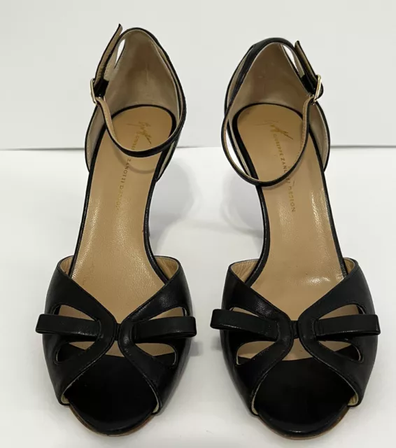 Giuseppe Zanotti High Heels Women’s Size 39 8-8.5 Black Ankle Strap Open Toe D