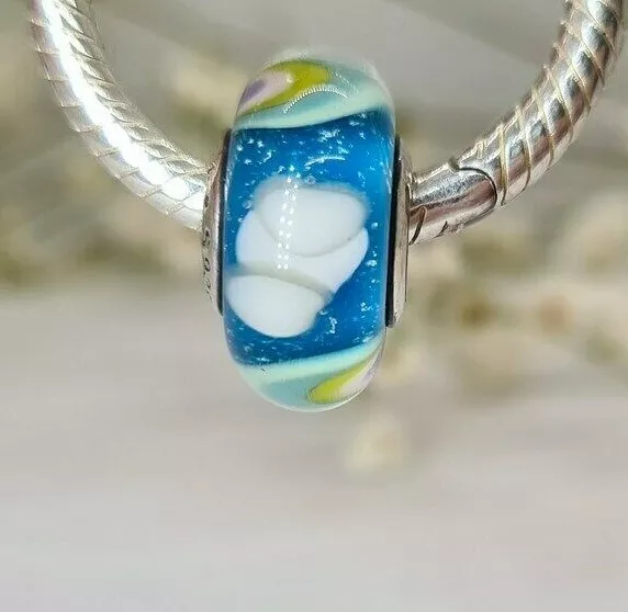 Pandora 925 ALE Sterling Silver Iridescent Rainbow  Murano Bead  murano glass