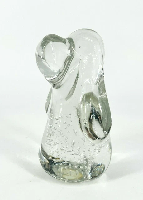 Vtg Leonard TOWLE Glass Hound Dog Paperweight Controlled Bubble Art Glass