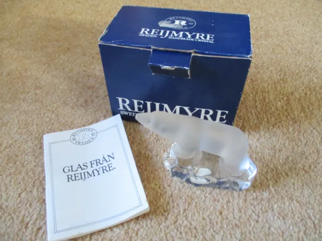 REIJMYRE Bear vintage Swedish crystal frosted glass polar bear iceberg Boxed