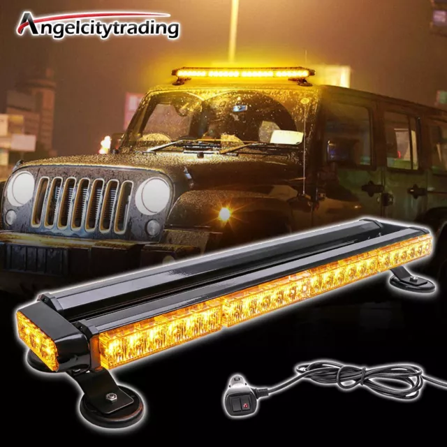 Emergency Warning Light Bar Rooftop LED Strobe Flash Light Double Side 27" Amber