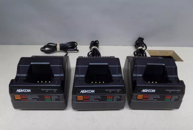 Lot of 3 - M/A-COM Tri-Chemistry Single Charger CH-104560 Class 2 Battery Charge
