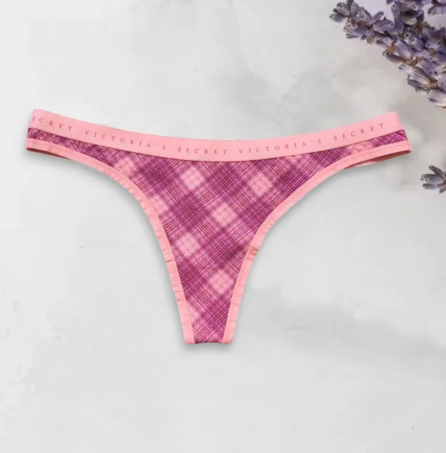 VICTORIA'S SECRET BIKINI Thong String Pink Plaid Pattern Panties Size Small  £3.99 - PicClick UK