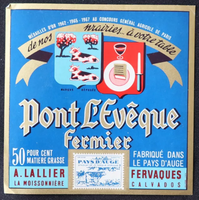 Etiquette fromage PONT-L'EVEQUE LALLIER FERVAQUES Calvados cheese label 49