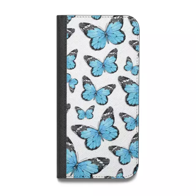 Blue Butterfly Vegan Leather Flip iPhone Case for iPhone