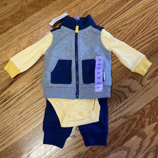 Carters Baby Boy 3 Piece Vest Set Fall Outfit 3 Months NEW