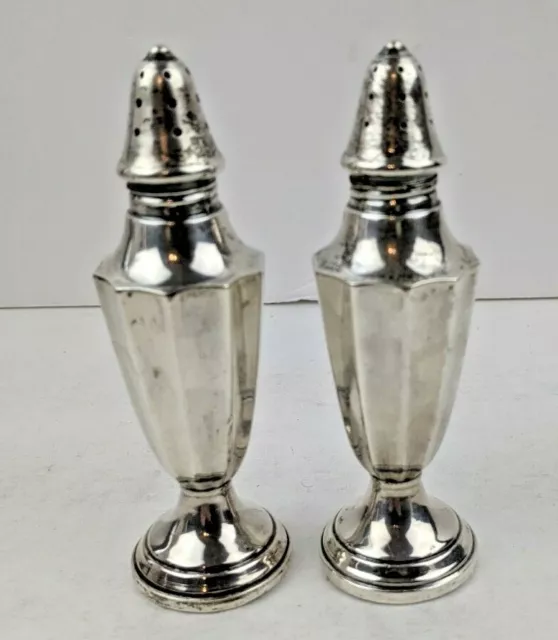 Vintage Fred Hirsch Co Sterling Silver Salt & Pepper Shakers 4.5" Tall Weighted