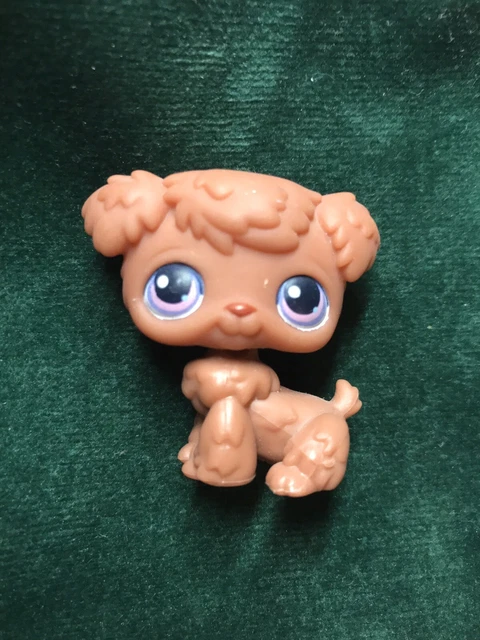 Figurine LPS Littlest Pet Shop #39 - Chien Caniche Marron Yeux Violets - Très Bon état