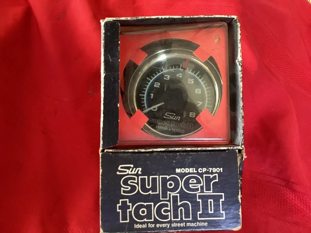 NEW NOS Sun Super Tach II CP-7901 Blue Line Tachometer 8000 RPM In Box RARE NEW NOS Sun Super Tach II CP-7901 Blue Line Tachometer 8000 RPM In Box RARE