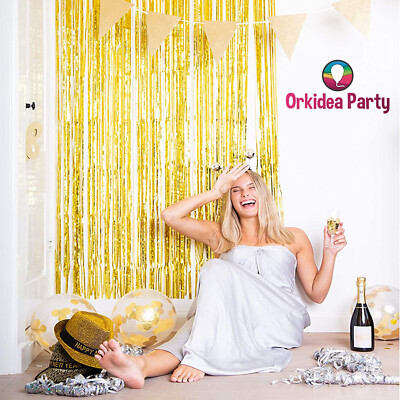 Hasinevet Foil Tenda Tende Metalliche Tinsel per Decorazioni 5 Pezzi Frange Tende Compleanno Matrimonio 1 * 2 m, d'Argento Decorazione di Festa Festa Tenda di Frange Scintillante 