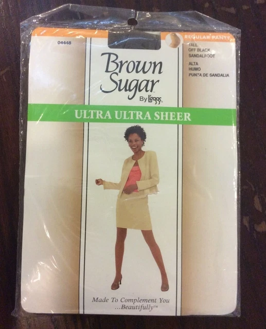 Leggs Brown Sugar Pantyhose Size Tall Ultra Sheer Control Top Off Black Vtg