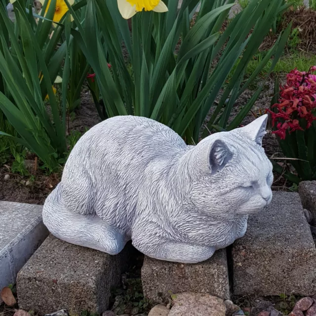 Massif Sculpture en Pierre Chat Chaton Kater Décoration D'Espace fonte de Moulé