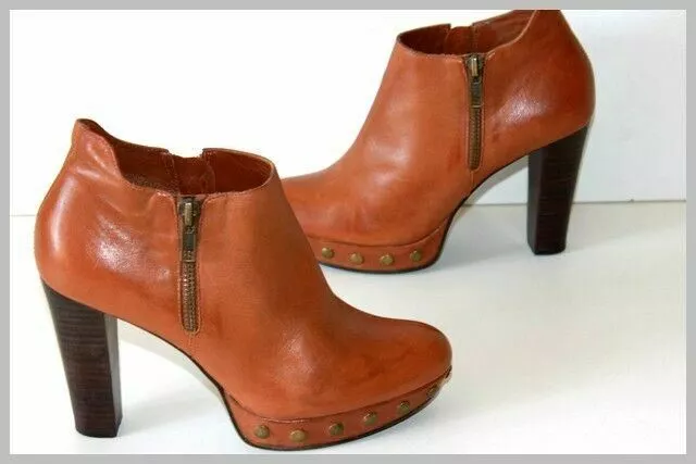 MINELLI Boots à Talons Cuir Clouté Marron Clair T 37 BE