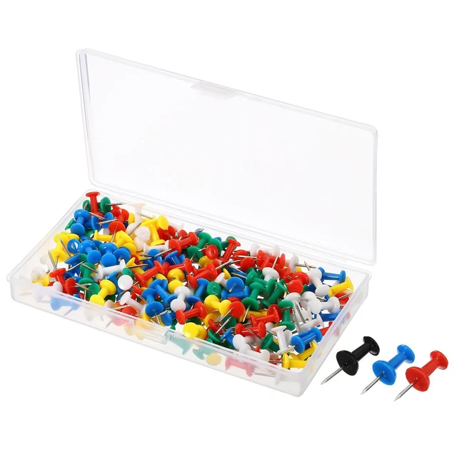 Spingi Perni,200pz Plastica Testa Pollice Chiodini Acciaio Punta,Multicolore