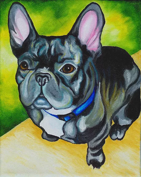 8x10 Black FRENCH BULLDOG Dog Art Print of Original Oil Painting Artwork by VERN