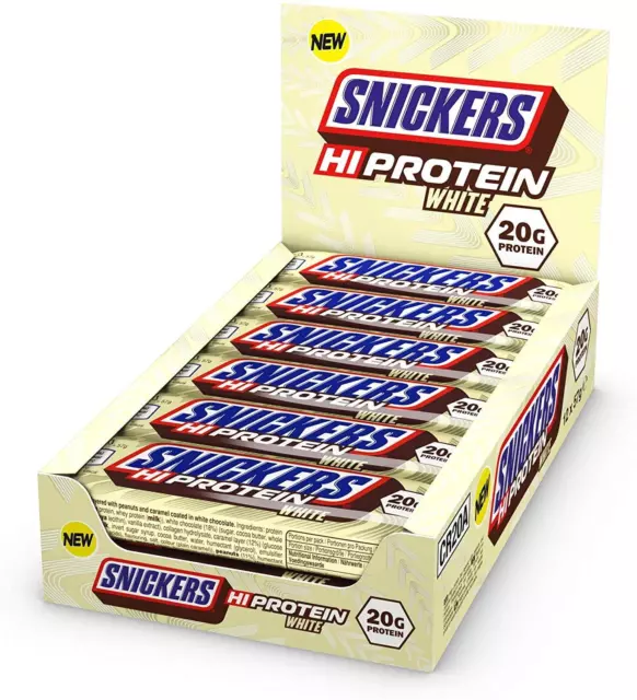 42,25€/kg Snickers Hi-Protein White Bar 12x57g - weiße Schokolade Proteinriegel