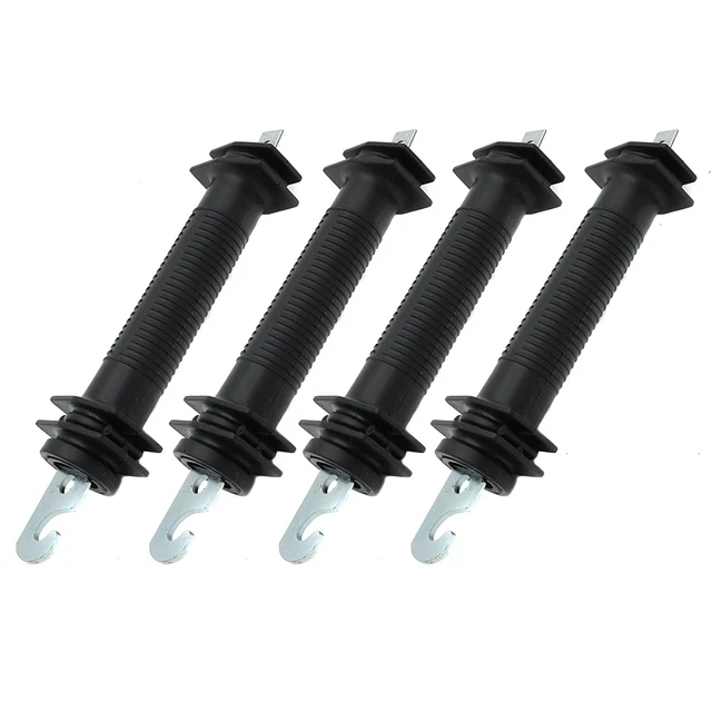 4 Pcs Heavy Duty Electric Fence Gate Handle Black with Insulators with Spring