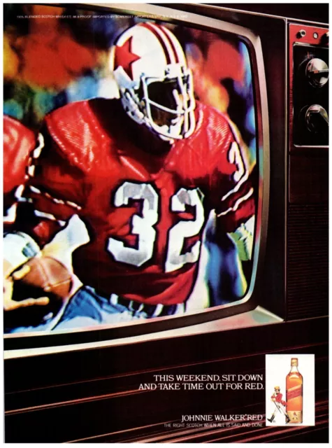 Johnnie Walker Red Scotch Whiskey NFL Football VTG Print Advertisement 8x11 1980