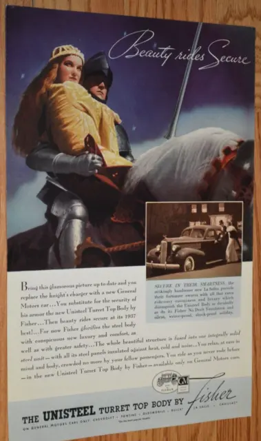 ★1937 La Salle Gm Body By Fisher Original Vintage Advertisement Print Ad 37