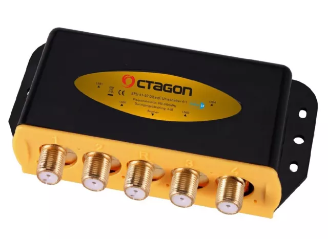 2x DiSEqC-Schalter 4/1 Octagon HQ Gold mit Wetterschutz SAT Umschalter 4K UHD 3D