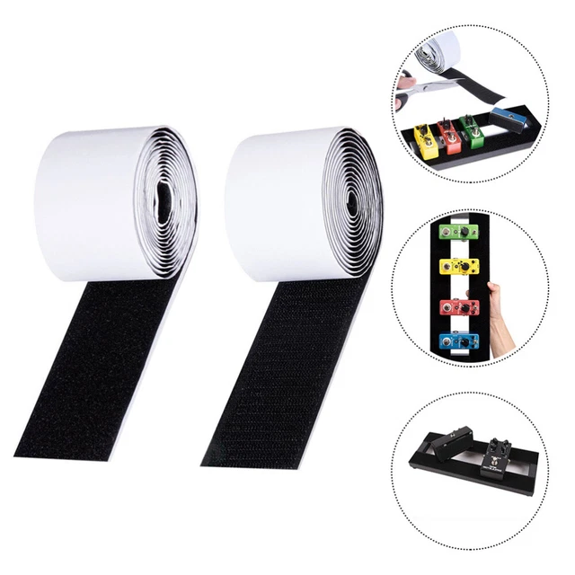 2 rollos pegatinas de pedal gancho de plástico para pedal y cinta adhesiva Black