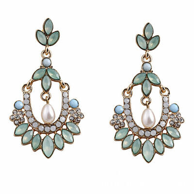 Art Deco Gatsby Old Glamour Chandelier Opal Stone Crystal Women Dangle Earrings