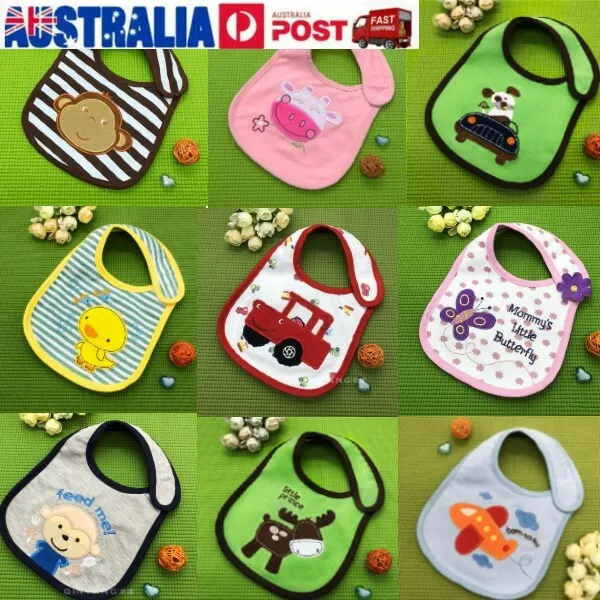 AU seller Baby girls boys waterproof bibs brand new butterfly flower car plane *