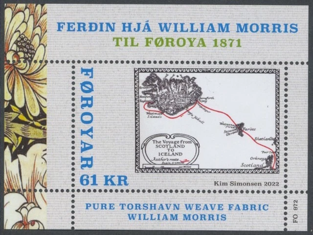 FÄRÖER - 2022 WILLIAM MORRIS REISE SCHOTTLAND ISLAND - BLOCK 63 postfrisch **