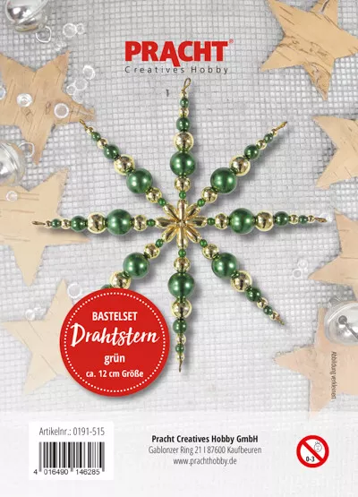 Bastelset Drahtstern grün-goldfb. ca.12 cm Pracht Creatives Hobby Weihnachtsb...