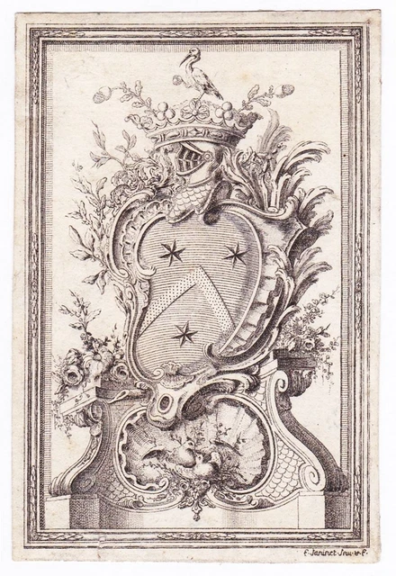 EXLIBRIS GIRARDOT DE Prefond Champagne Bibliophile Blason Bookplate
