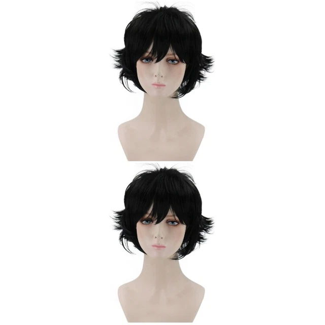 2 pz parrucca corta parrucca capelli alta temperatura parrucca cosplay capelli sintetici parrucca riccia per