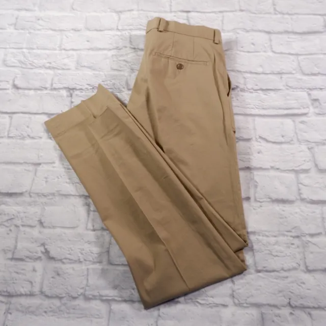 Bensol Brown Flat Front Cotton Chinos Mens Pants 32 x 34