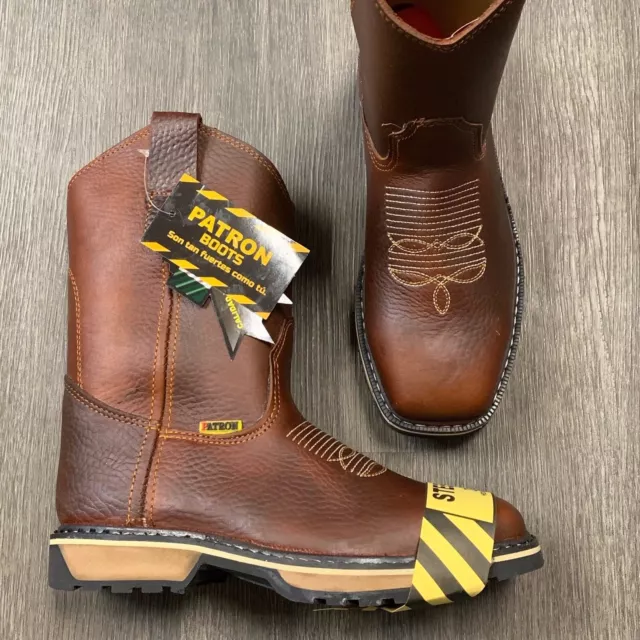 Mens Squared Steel Toe Work Boots Dark Brown Items Safety Toe Western Botas 800
