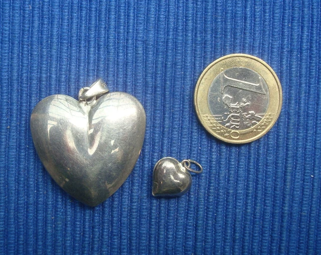 Pendentif Médaille En Argent Massif 925 - Forme Cœur, Bijou Occasion En Très Bon état