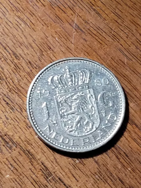 Netherlands 1 Gulden coin, 1980. KM# 184a, nickel. Queen Juliana. Coat of arms.